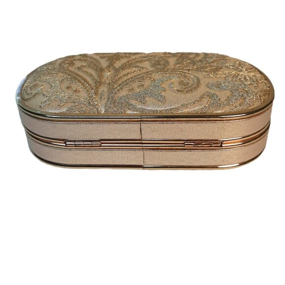 Lulu Townsend Gold Floral Clutch Handbag Party Wedding Date Night Event Festive - Picture 5 of 15